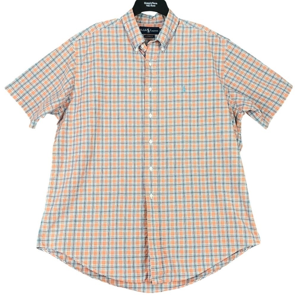 Ralph Lauren Classic Fit Plaid‎ Button Up Shirt XL Mens Business Casual Preppy